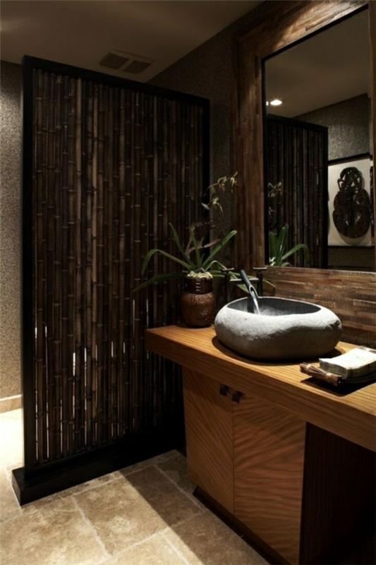 umivalnik iz bambusovega kamna v kopalnici