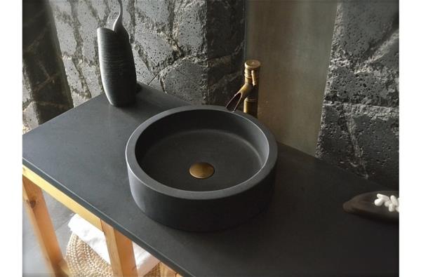 eleganten umivalnik iz črnega kamna