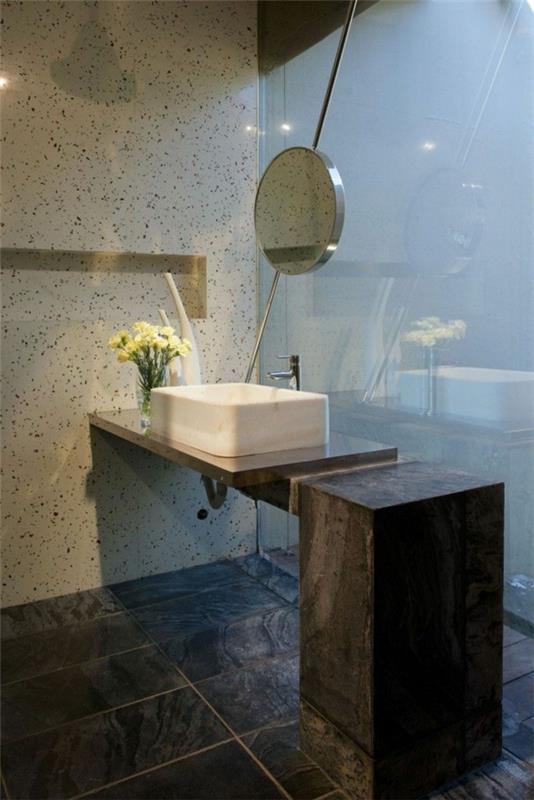 Minimalistično oblikovanje kopalnice-pravokotni kamen-umivalnik
