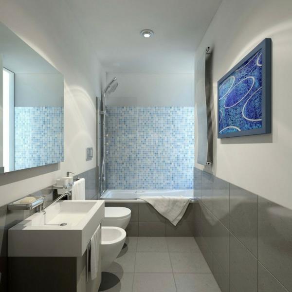 pravokotni umivalnik-elegantna-kopalnica-mozaik-modra-notranjost-v sivo-beli barvi