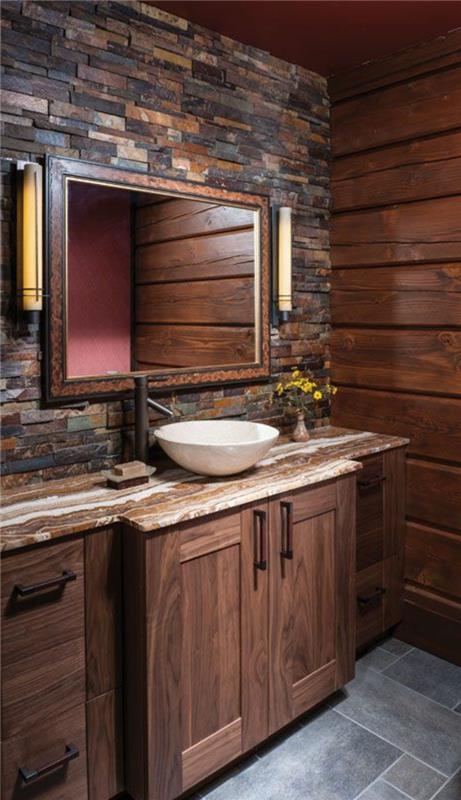 Paprastas-modernus-medinis-veidrodis-vonios kriauklė