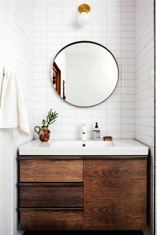 Modernus-baltas-veidrodis-apvalus-medinis-vonios kriauklė