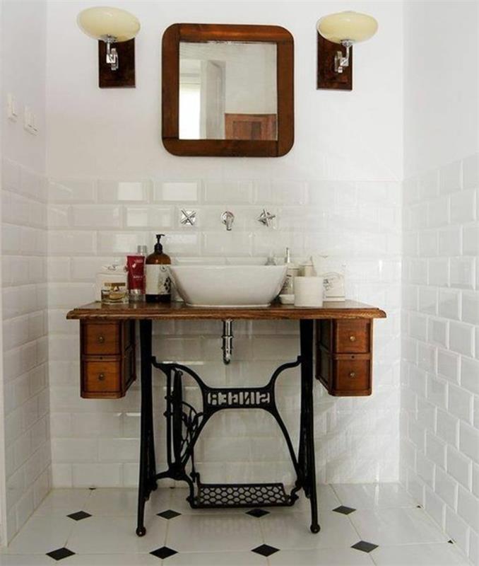 praustuvė-vonios kambarys-komoda-mediniai veidrodiniai žibintai