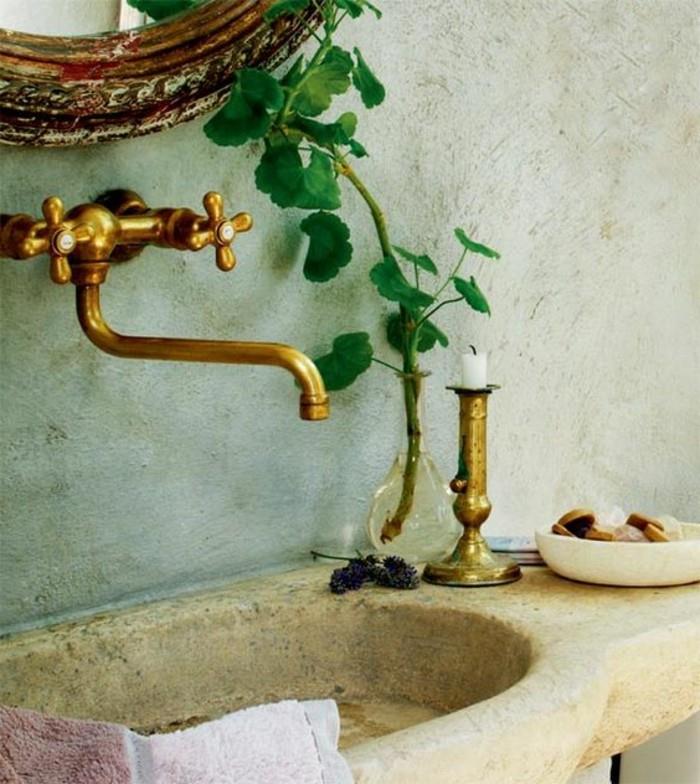 Aukso-žalios-gėlės-veidrodis-vonios-kriauklė