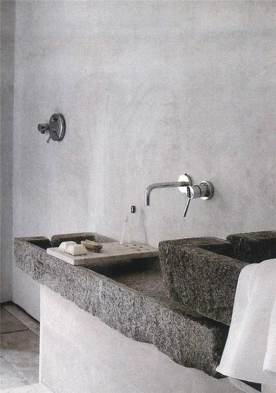 vienos pilkos sienos-akmens-vonios-kriauklė