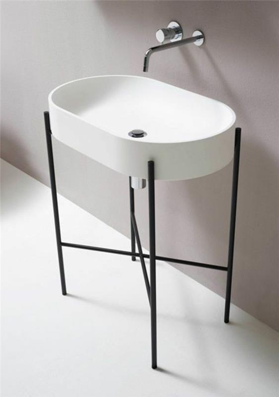 Elegantiškai balta-juoda-vieno vonios kambario kriauklė