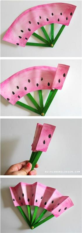Idee lavoro creativo con la realizzazione di un ventaglio di carta bir forma di anguria