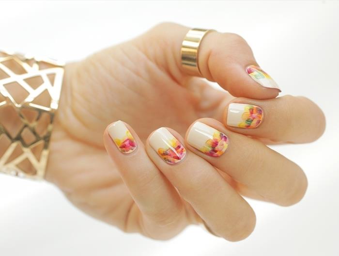 osnovni nude lak za nohte jesen nail art dekoracija akrilno oblikovanje pisani padajoči vzorci listov gel design nohtov