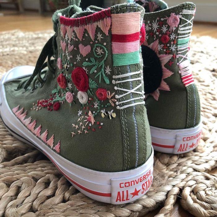 Barvno prilagajanje košarke brez napora, ročno vezenje po meri converse, roza roza visoke barve