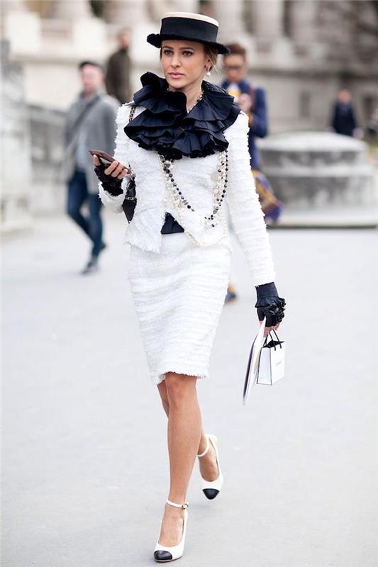 Preprosta ženska obleka za eleganten krst trendovska retro elegantna obleka lepa ženska obleka Chanel bela krojačica
