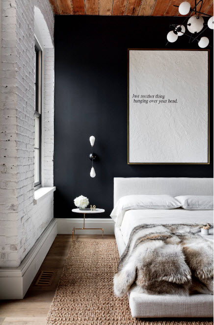 Muro nero in camera da letto