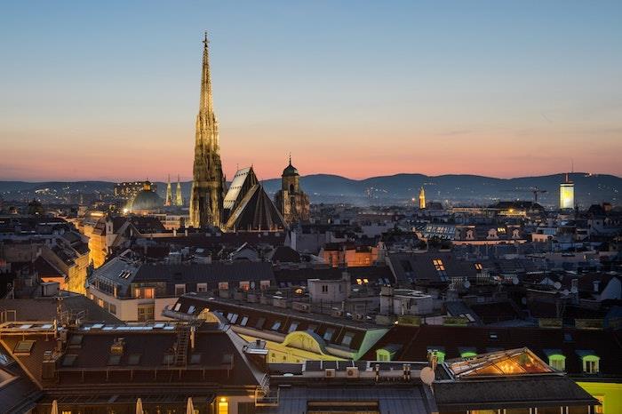 Avrupa güzel manzaralar, Viyana şehir duvar kağıdı, şehir manzarası, seyahat ilhamı photo
