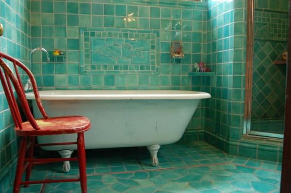 kopalnica v turkiznem slogu v vintage slogu