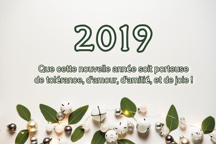 laimingų Naujųjų Metų 2019 atvirukas, Naujųjų metų įvaizdis su linkėjimais, palinkėjimų idėja 2019 metams, lengvas girliandos įvaizdis ir Naujųjų metų žinutė