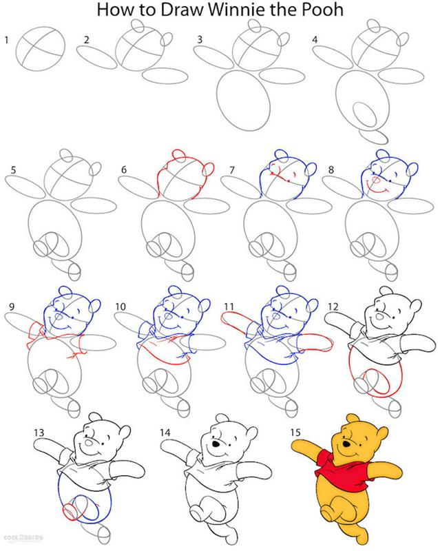 Gel, Winnie The Pooh, öğretici con passaggi, bir matita disegno'dan vazgeç