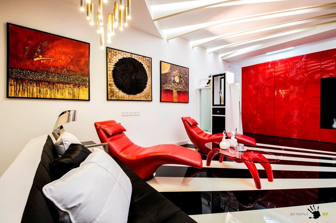 Raudonos odos baldų komplektas su kavos staliuku