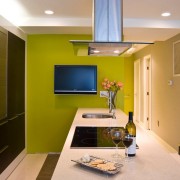 Cozinha com parede verde